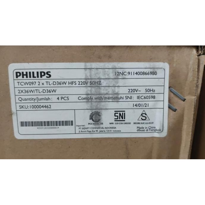 Grosir Philips Tcw097 2Xtl D36W Hfs 220V 50Hz Ip65 Waterproof
