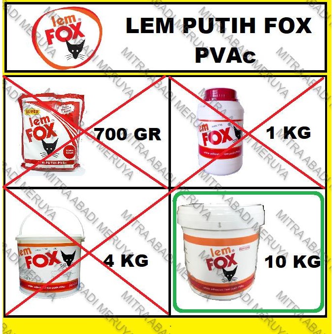 

Promo Lem Putih Lem Kayu Lem PVAc Lem FOX 10kg COD