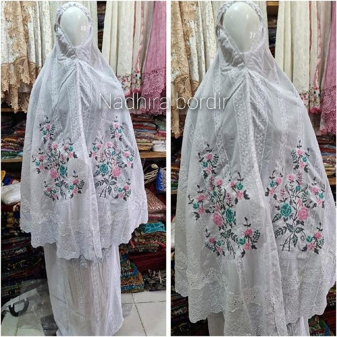 Spesial Mukena Bordir Strimin Bukittinggi / Mukena Katun Paris Salur / Mukena Strimin / Mukena Putih