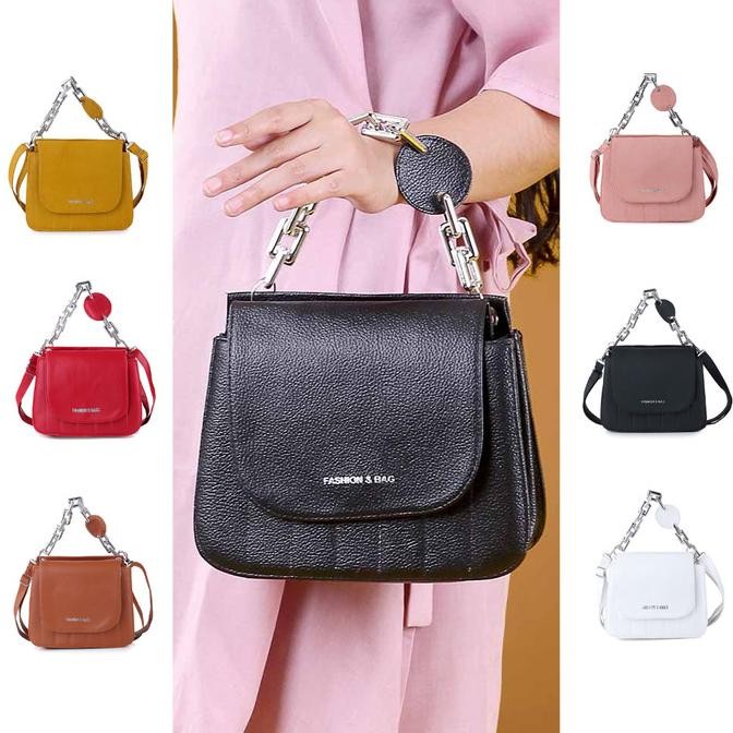 Tas Kulit Wanita Cewek Handbag Rantai Selempang Kecil Pesta Premium