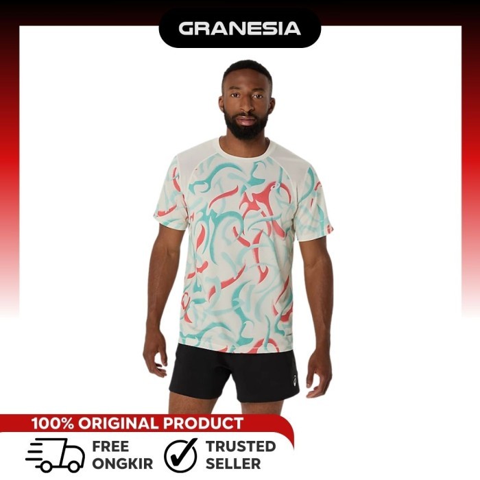 Produk Unggulan Asics Road All Over Print Ss Top Men 2011D092Baju Olahraga Lari PriaJersey Running