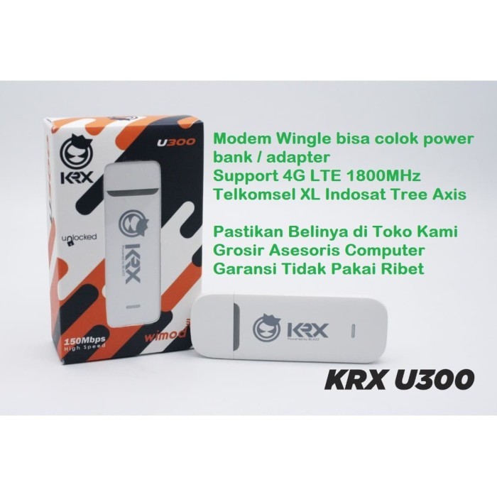 Modem Wingle KRX U300 4G LTE Unlock All GSM Tsel XL Isat Tree Axis
