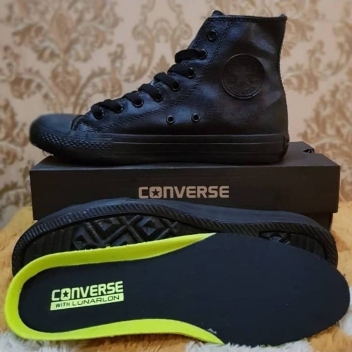 sepatu kulit ukuran 44 45 46 Converse kulit full black