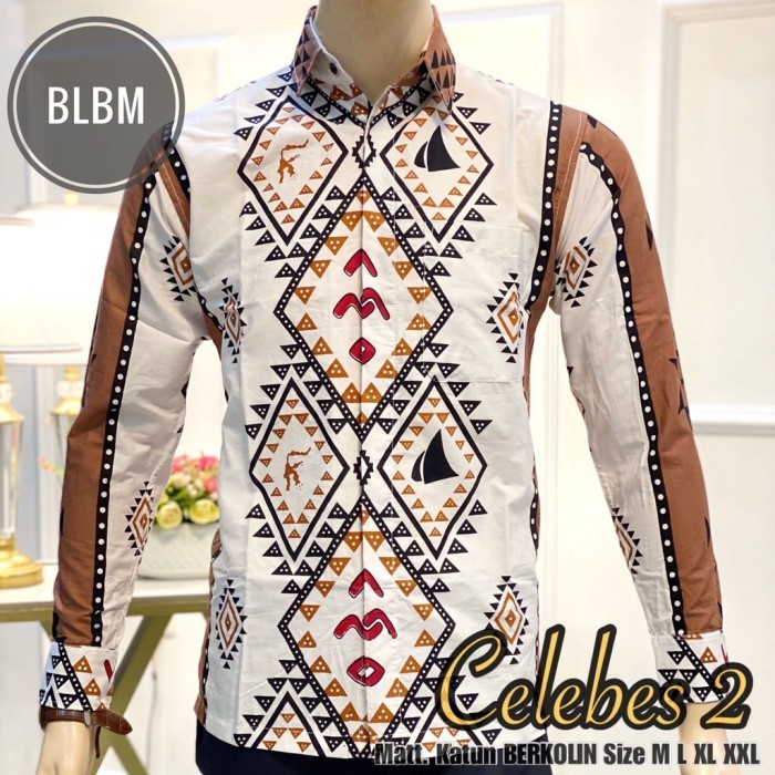 Baju Kemeja Batik Pria Lengan Panjang Modern Kondangan Pesta Jumbo