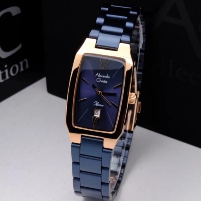 ALEXANDRE CHRISTIE AC2455 AC 2455 BLUE ROSEGOLD JAM TANGAN WANITA