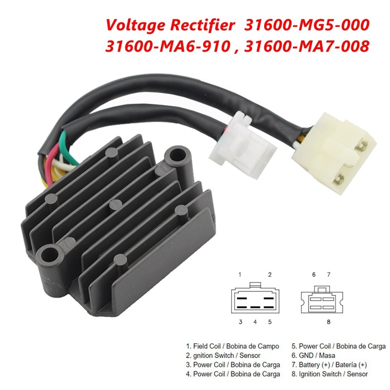 YEMAR Regulator Rectifier Replaces Honda CB650 CB750 CB900 CBX1000 31600-MA6-910, 31600-MA7-008, 316