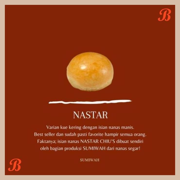 

| NS | CHIU'S NASTAR 500GR ( KUE KERING VEGETARIAN VEGAN TANPA TELUR & SUSU )