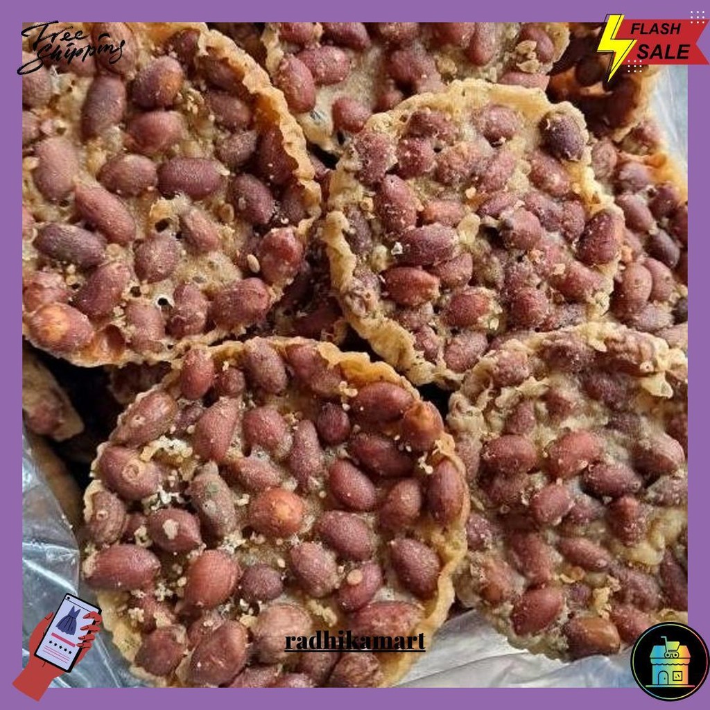 

Peyek Bulat Full Kacang 500Gr Super Gurih Enak Renyah Original Produk