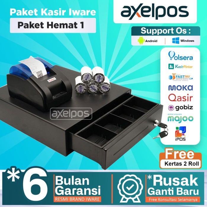 Paket Mesin Kasir Android Printer Bluetooth Cash Drawer Laci kasir