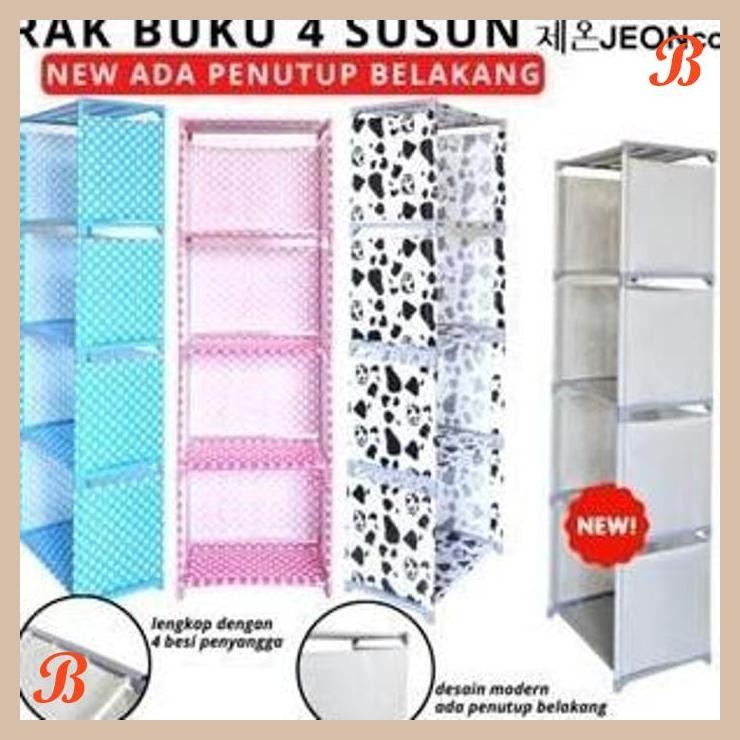| HH | RAK BUKU 5 TINGKAT 4 SUSUN TUTUP BELAKANG NEW LEMARI KAIN SERBAGUNA GRID PORTABLE MULTIFUNGSI