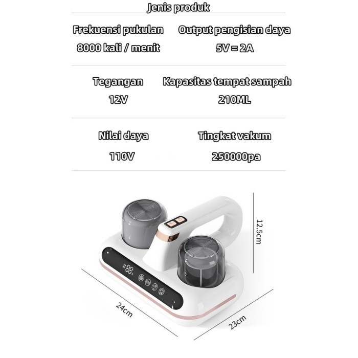 Vacuum Cleaner UV Cordless Penyedot Debu Tungau Kasur, Sofa, dan Kain dengan HEPA Filter dan