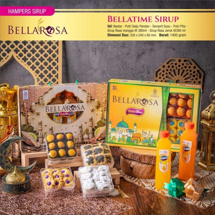 

Limited bellarosa bellatime parsel hampers kue kering sirup lebaran idul Fitri Lebaran