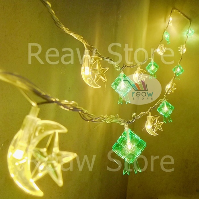 Limited Dekorasi Lampu Tumblr Hias LED Ketupat Bulan Bintang Hijau Kuning Idul Fitri Lebaran - BulBi