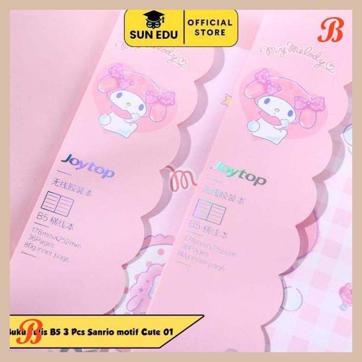 

| KK | 3PCS BUKU TULIS SEKOLAH SANRIO CINAMOROL KUROMI POCACHO B5/ BUKU CATATAN NOTEBOOK MELODY