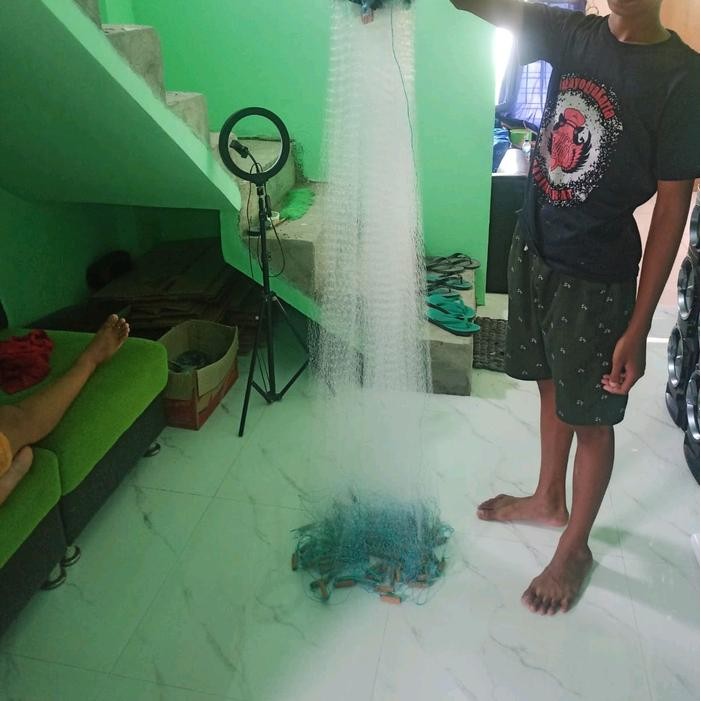 PRODUK TERLARIS JARING IKAN SIAP PAKAI KETEBALAN SENAR 025MM PANJANG 50M,UKURAN 2JARI,3JARI,4 JARI