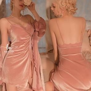 

Luckymm Lingerie Dress Baju Tidur Lingerie Sexy Wanita Velvet 335 Original