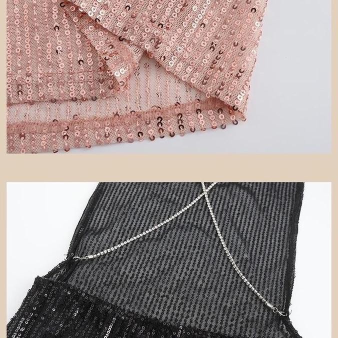 

Baju Tidur Wanita Backless Gaun Pesta Lingerie Glitter 2A271 Original