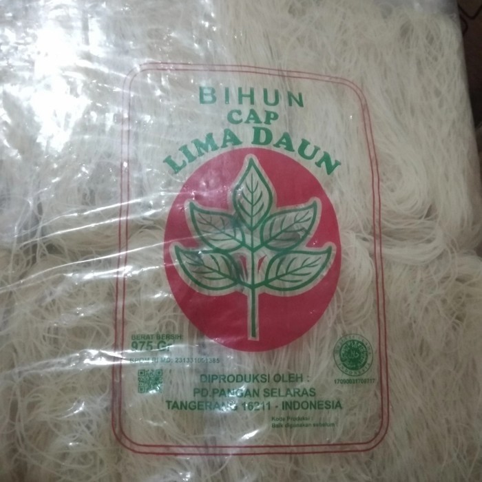 

PROMO MIE / PASTA / Bihun Beras Cap 5 Lima Daun 1 Bal/Ball 4 kg isi 4 bungkus x 1 kg/975gr NON COD