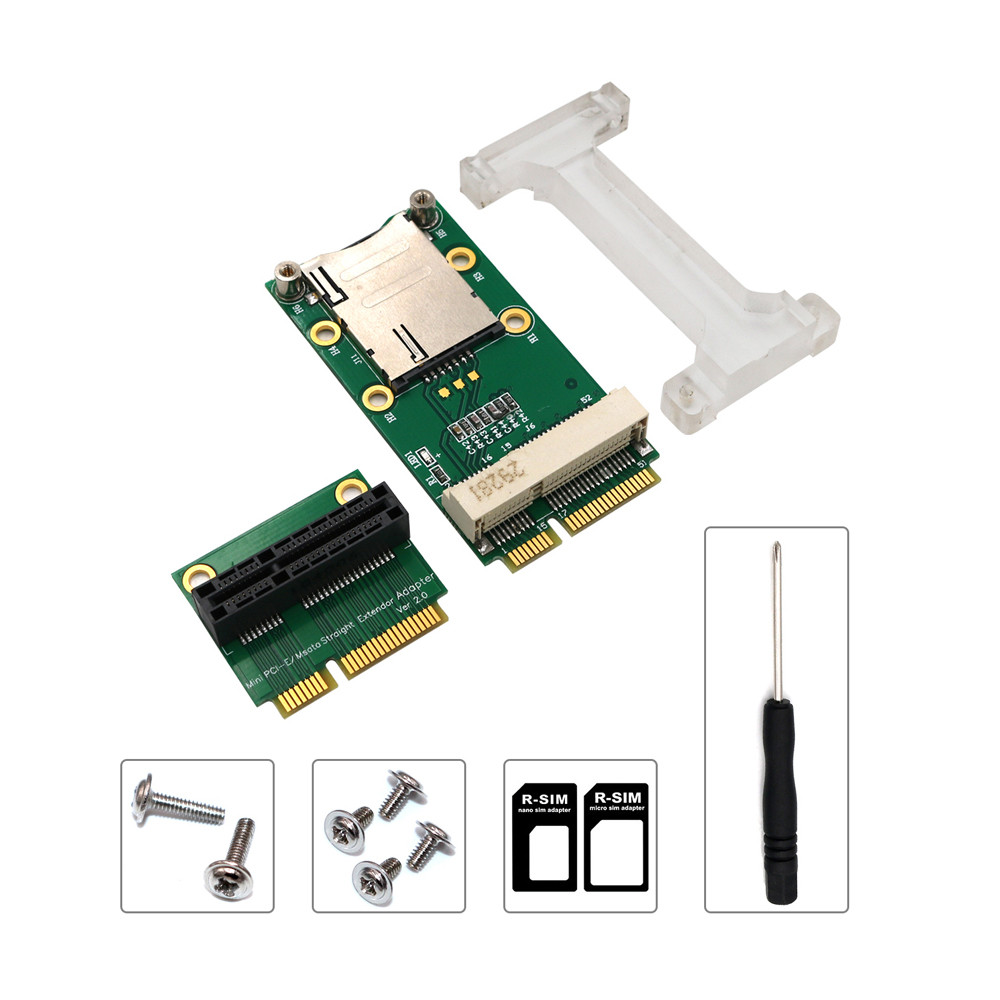 DAMO Network Card Mini PCIE Network Adapter Riser Card Vertical Mount for 3G 4G WWAN LTE GPS Network