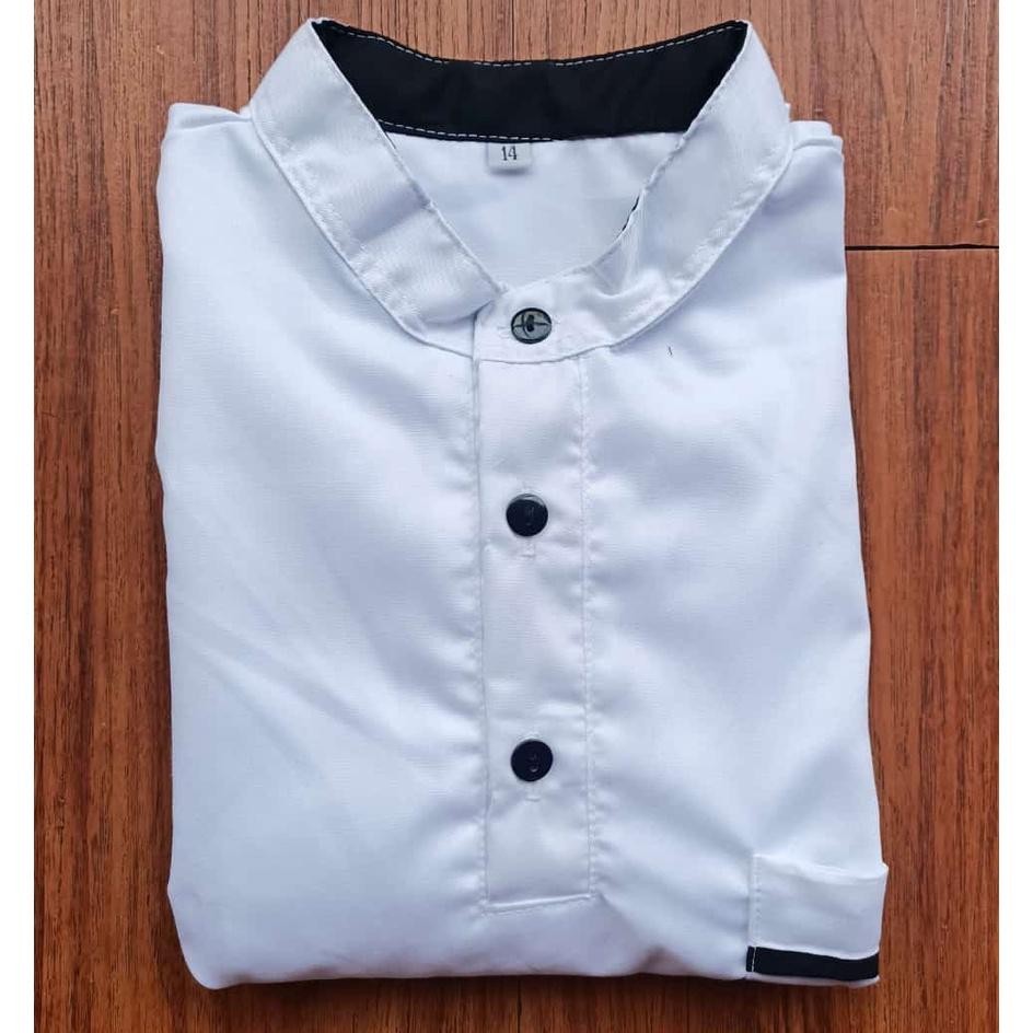 Beli 2 Lebih Murah Baju Koko Muslim Kurta Anak Usia 1-13 Tahun Putih Hitam Lengan 3/4 Katun Toyobo A