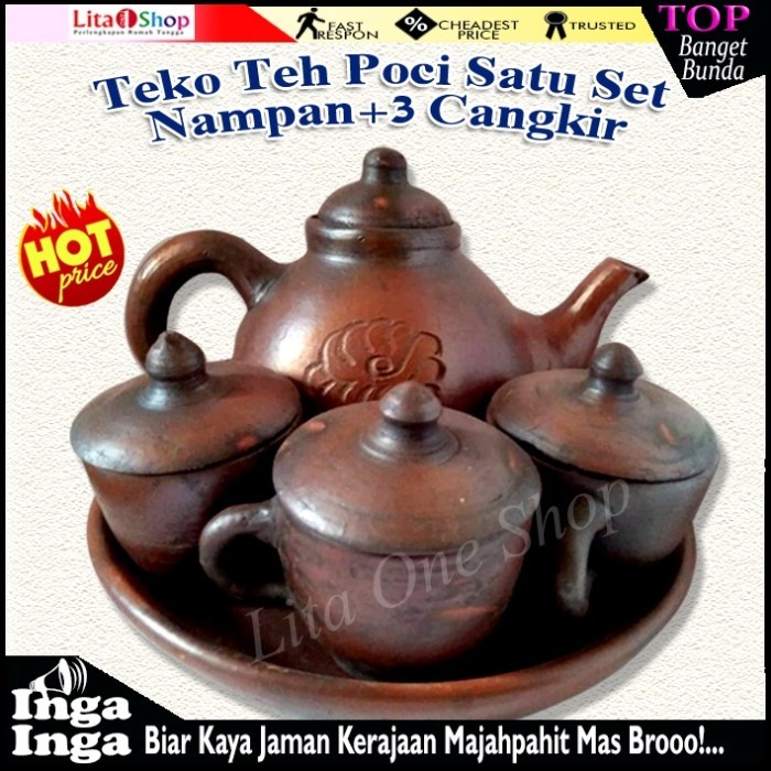 TERLARIS POCI TEH SET TANAH LIAT TEKO TEH POCI SATU SET 3 CANGKIR MURAH MURAH