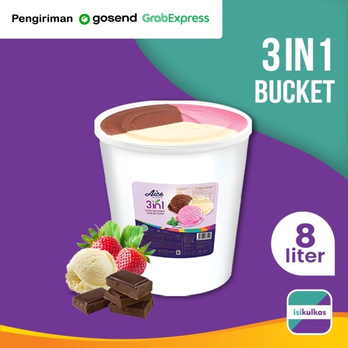 TERLARIS ICE CREAM AICE 3 RASA MIX / ES KRIM NEOPOLITAN EMBER 8 LITER MURAH MURAH