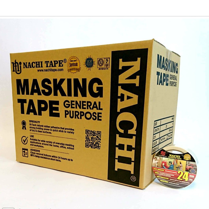 

(DUS) NACHI MASKING TAPE LAKBAN KERTAS CREAM 24 MM X 20 YARD