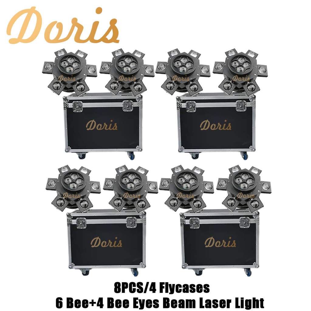 AERO 0 Tax 8Pcs New style Bee Eye 4 In1 Laser Beam Spider  Laser Light and 4 Cases Led Moving Head L