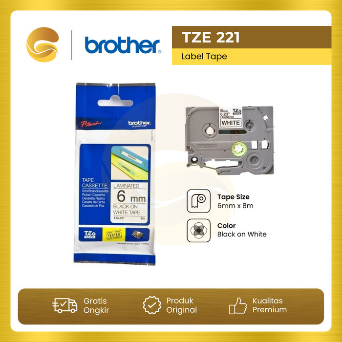 

Sale Brother Label Tape Tze 211 6Mm Black On White