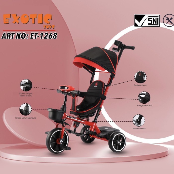 Sepeda Anak Roda Ta Exotic Et1268 Baby Stroller Tricycle Et 1268