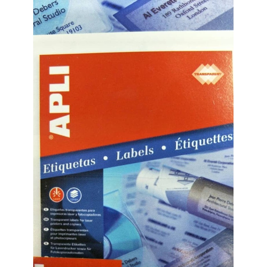 

APLI TRANSPARENT LABEL 01224 POLYESTER