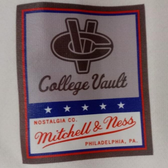 Promo Kansas University Mitchell And Ness Ncaa Cotton Fleece Pullover Crewneck Sweatshirt