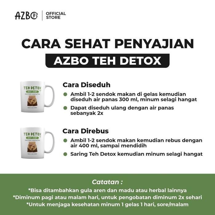 

terbaru !!! teh herbal azbo minuman greentea alami 2pcs free gula aren - 130 gram tubruk ready