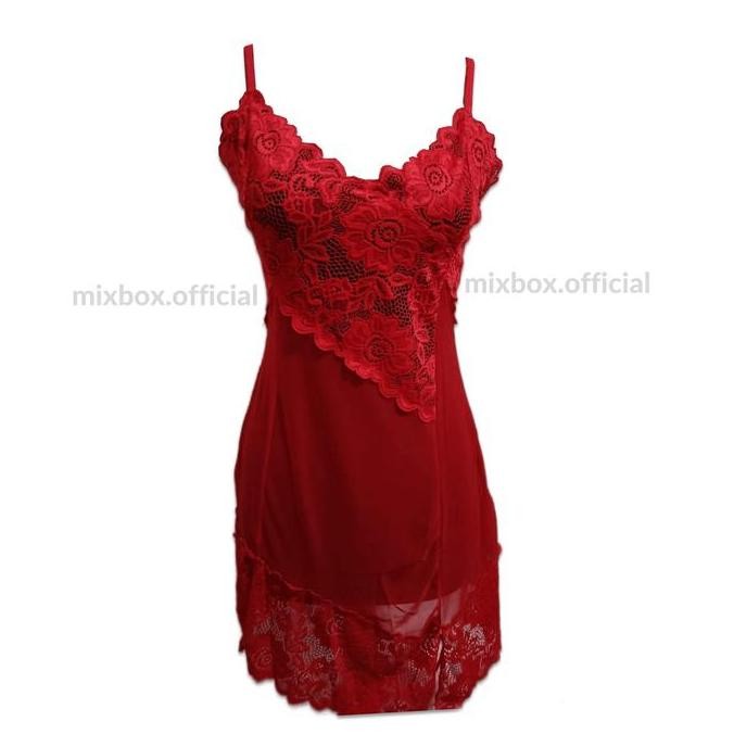 

Mixbox Dress Dinas Claudya Brukat Lace Lingerie Body Fit Ld 110 Original
