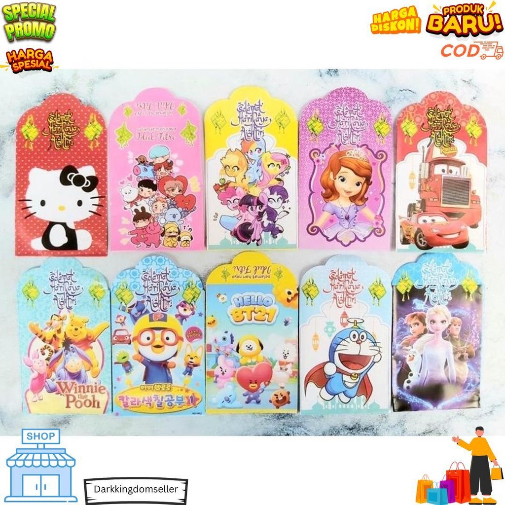 

(Harga Untuk 1 Pak) Angpao Karakter Kartun / Amplop Angpau Lebaran Idul Fitri Ramadhan Ramadan Sudah Dilem D Ramadhan Sale