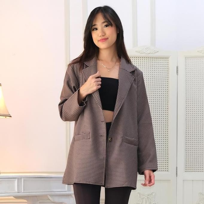 Murah Blazer Wanita Kotak-Kotak / Blazer Jumbo / Blazer Wanita