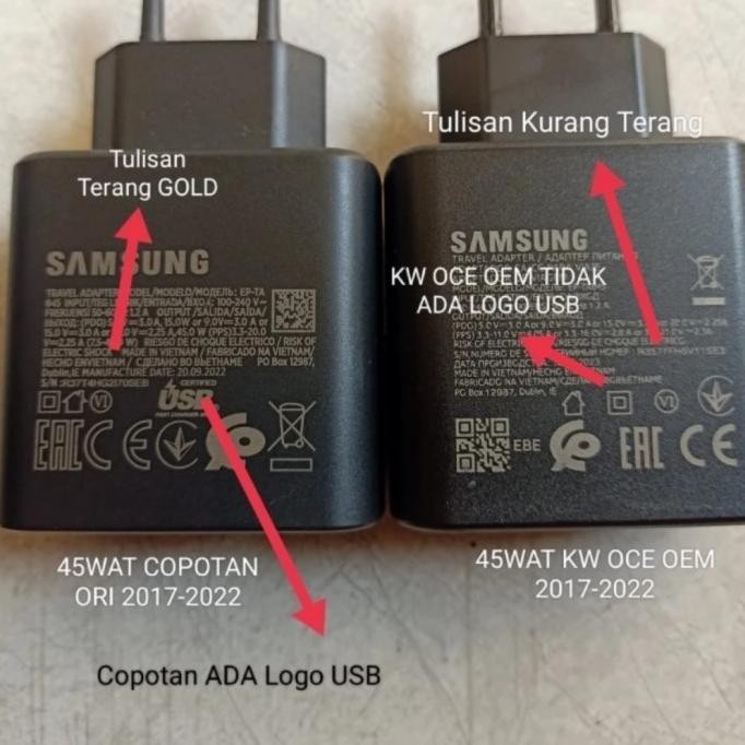 Charger Samsung galaxy A33 A53 A71 A72 A73 A80 Copotan 45Watt