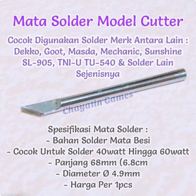

SIAP KIRIM MATA SOLDER MODEL CUTTER COCOK UNTUK SOLDER 905 BAHAN BESI SESUAI FOTO
