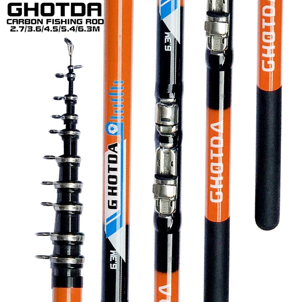 High Performance Light Rock Fishing Rod  2.7M/3.6M/4.5M/5.4M/6.3M Outdoor Portable Telescopic Hand F