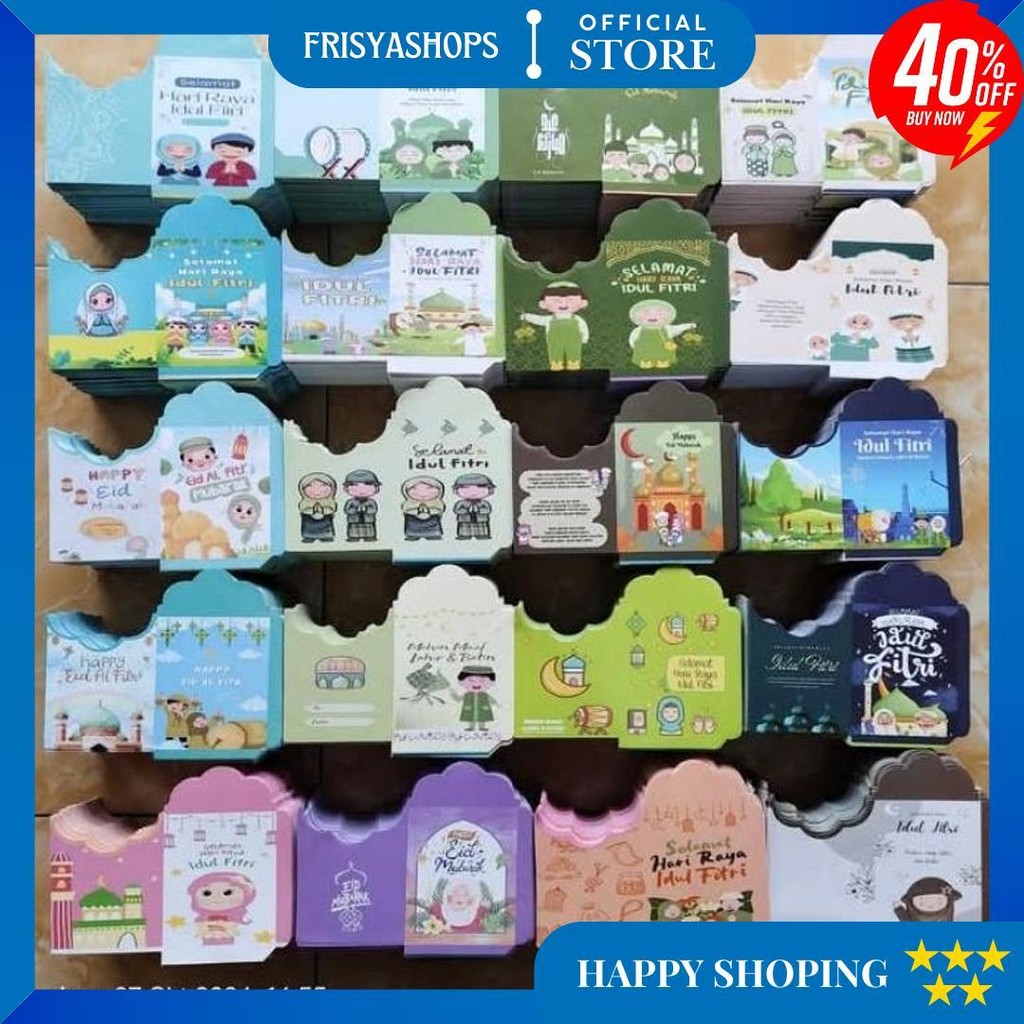 

(100 Lembar) Belum Di Lem, Amplop Lebaran Medium Motif Muslim Lucu D Ramadhan Sale