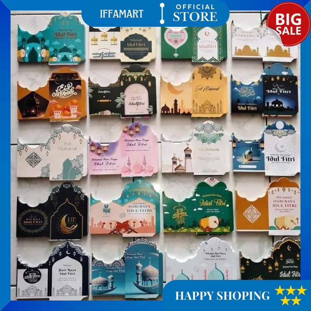 

( 100 Lembar) Belum Di Lem, Amplop Lebaran Medium Motif Muslim, Free Plastik D Cod