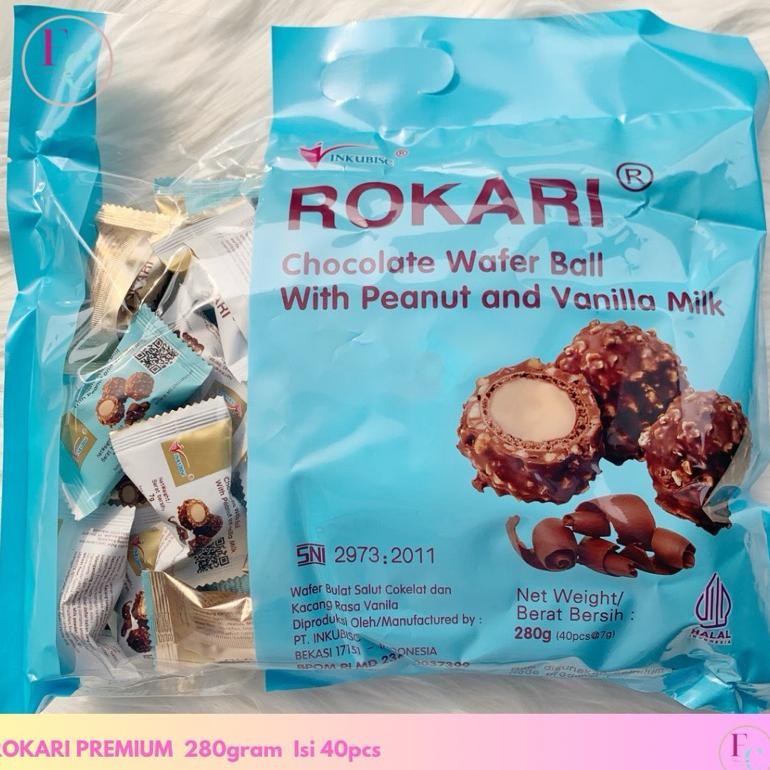 

Rokari Premium Wafer Ball Coklat Kacang Vanila Susu Isi 40Pcs New Product