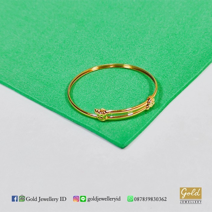 Gelang bayi emas kuning kadar 700 70% - mickey small