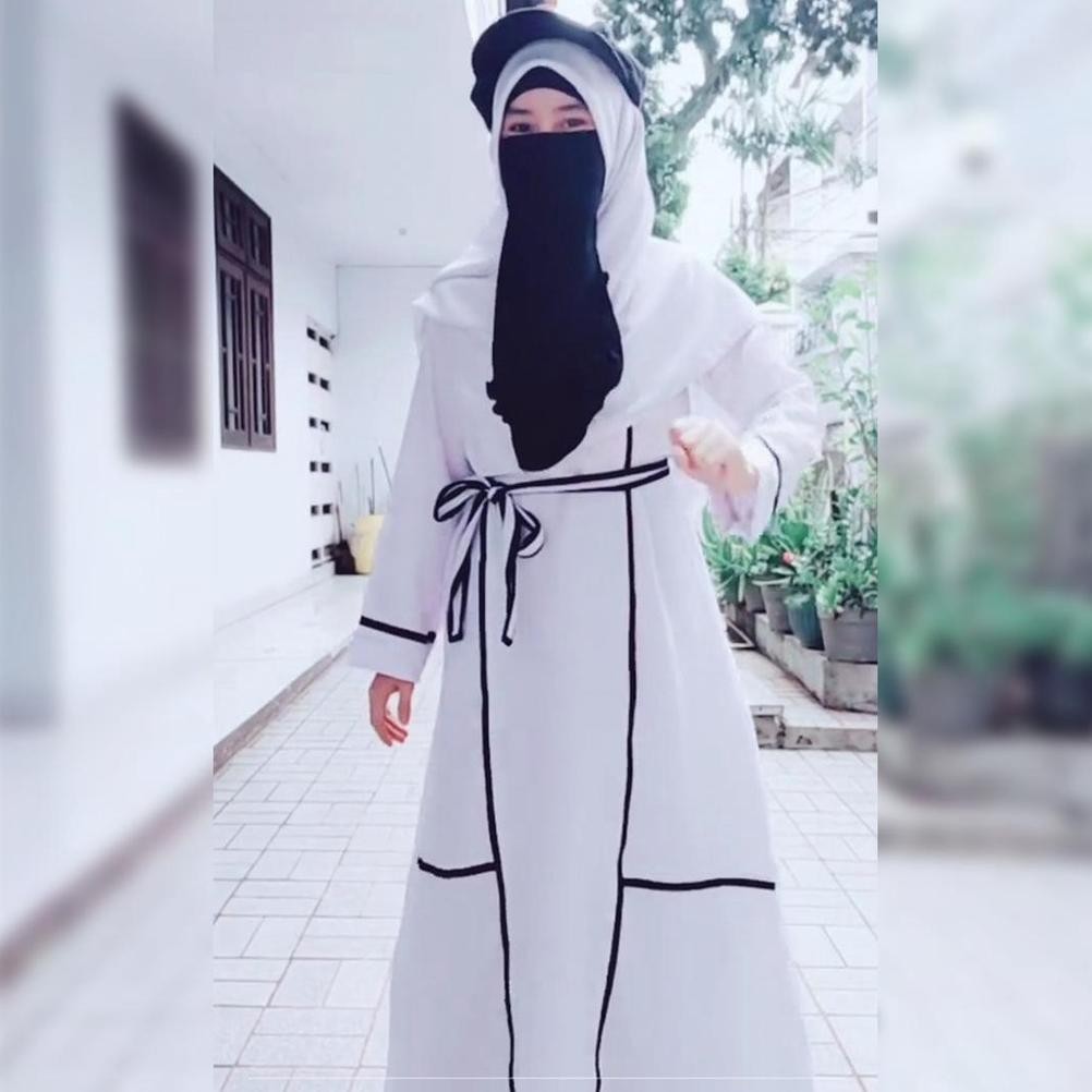 BISA COD Abaya Gamis Arab List Hitam Remaja Wanita Muslim Syar'i  ModisTerbaru Lebaran 2021 Bisa COD
