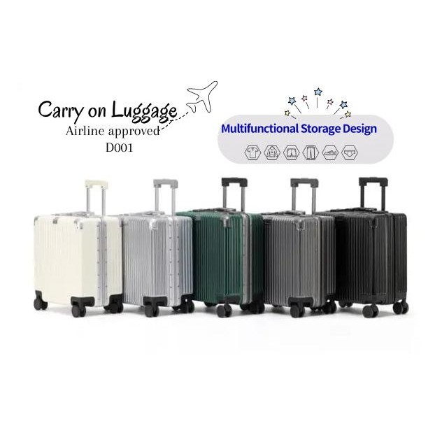 TERMURAH - Koper Cabin D01 18 inch Kabin Bagasi / Koper Travel Series Mini / Non Zipper / Aluminium 