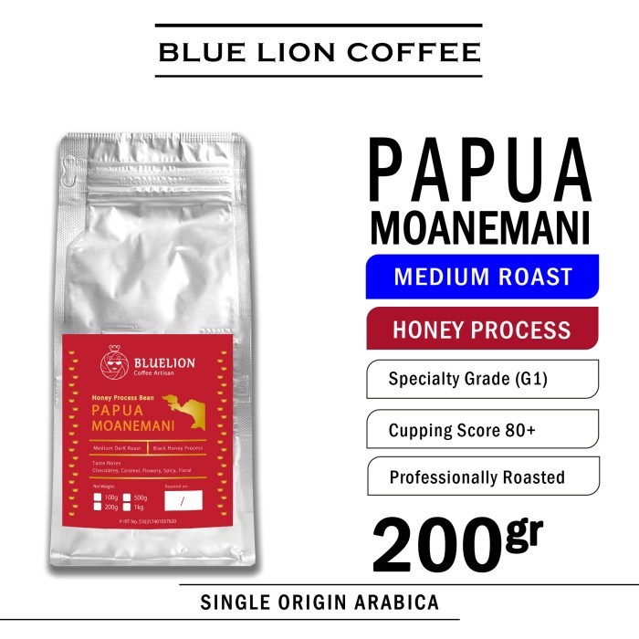 

Blue Lion Coffee Papua Honey Proses 200 Gram Kopi Arabica