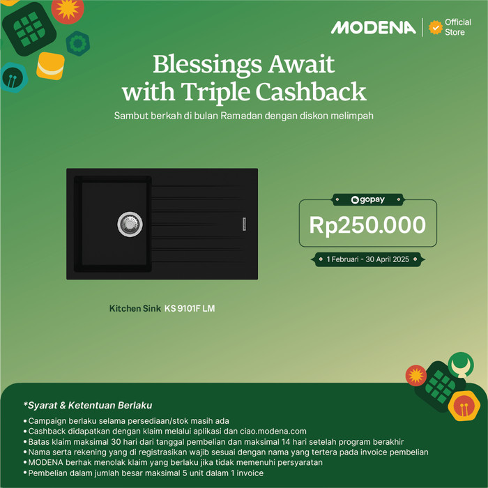 HOT SALE MODENA Kitchen Sink - KS 9101F LM ( Quartz Granite)