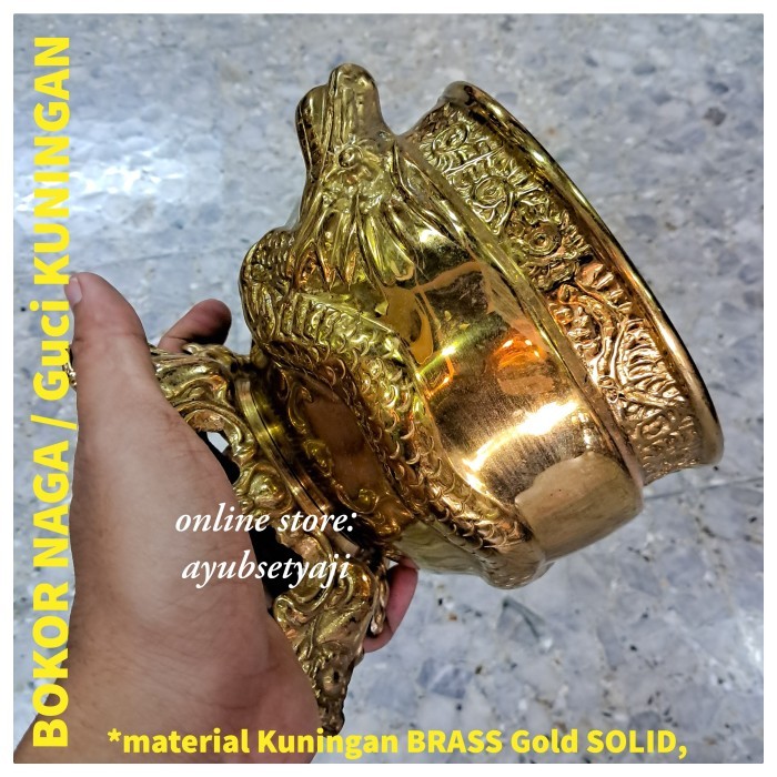 My Bokor Kuningan Naga Ukir Dekorasi Piring Sultan Guci Bejana Brass Antik Mangkuk Hias Cawan Mewah