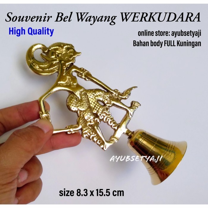 

My Lonceng Wayang Werkudara Logam Kuningan Bel Kuningan Antik Ukir Wayang