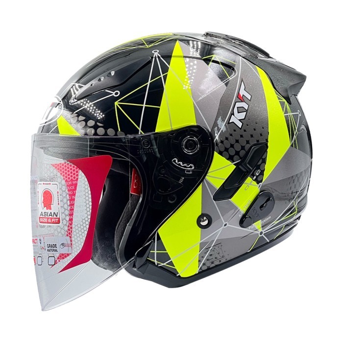 Helm Kyt Galaxy Flat R Matrix - Black/Yellow Fluo